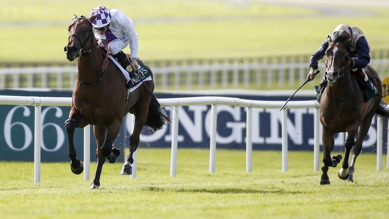 Kevin Manning and Verbal Dexterity leave Beckford behind at the Curragh. Photograph: Alan Crowhurst/Getty