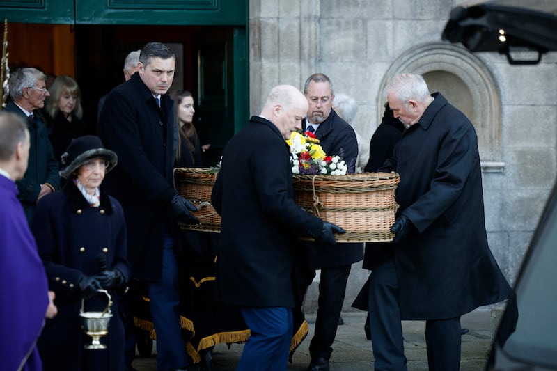 The funeral of Patrick MacEntee at the Church of Mary Immaculate, Refuge of Sinners, Rathmines, Dublin. Photograph: Nick Bradshaw