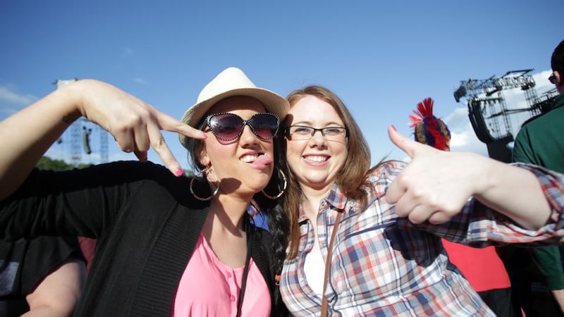 Grainne Maloney and Siobhan Gerty from  Longford at the Bon Jovi concert in Slane Castle. Photograph: Arthur Carron/Collins