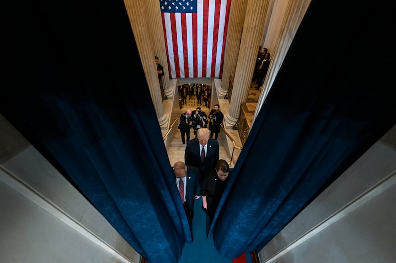 Donald Trump arrives for his inauguration as US president on Monday. Photograph: Kenny Holston-Pool/Getty Images