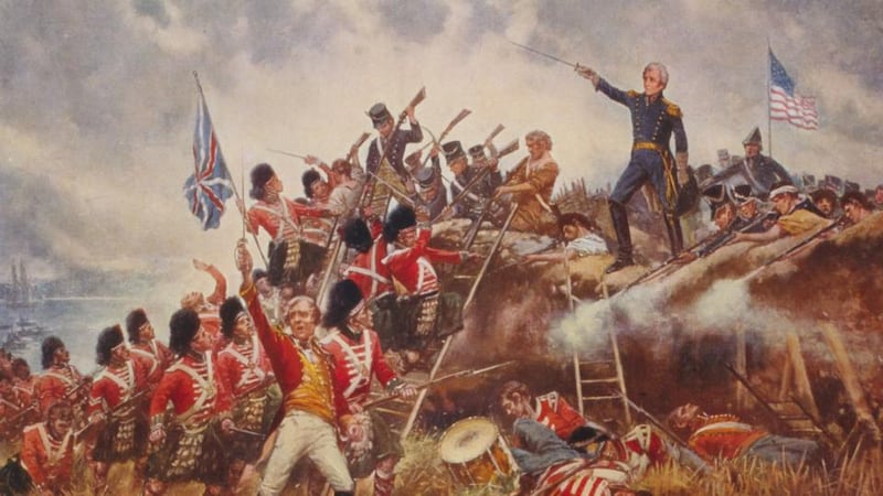 Battle of New Orleans: Andrew Jackson – in front of the American flag, sword raised – in E Percy Moran’s painting. Photograph: Library of Congress