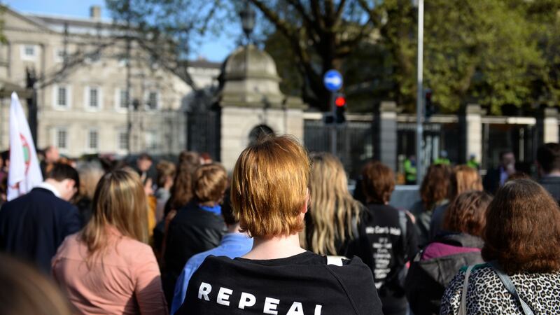 Rally: The Coalition to Repeal the Eighth Amendment outside Leinster House. Photograph: Dara MacDonaill/The Irish Times