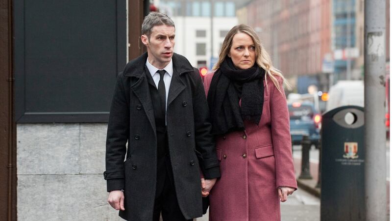 John Paul and Deirdre O’Driscoll, parents of the late Cillian O’Driscoll of Frankfield, Cork pictured at Cork coroner’s court. Photograph: Cork Court