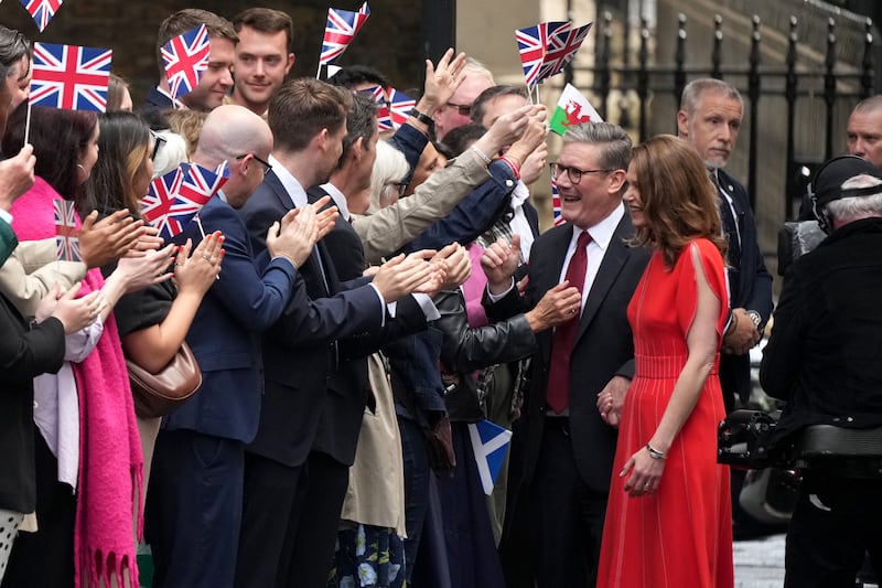 Labour leader Keir Starmer and wife, Victoria, greet supporters as he enters 10 Downing Street following Labour's landslide election victory on July 5th. Photograph: Christopher Furlong/Getty Images