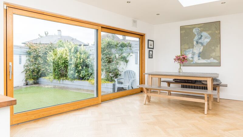 Huge sliding door  leads from the kitchen/dining area into the garden