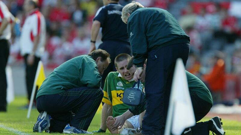 I broke my  foot in an All-Ireland semi-final against Derry in 2004. The players weren’t  long moving on without me.  Photograph: Morgan Treacy/Inpho