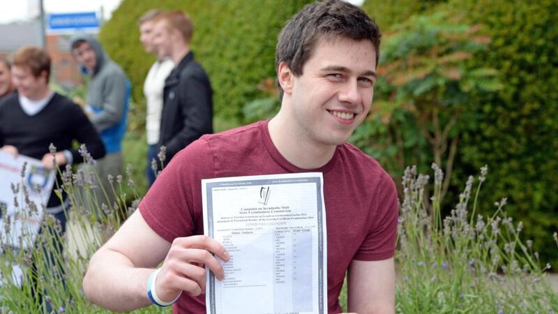 Conor Gallagher , from Ballsbridge, Co. Dublin, who got Nine A1s in the Leaving Certificate, at St Michael’s College, Ballsbridge, today.  Photograph: Eric Luke / The Irish Times