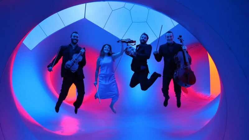 The Heath Quartet, l-r, Gary Pomeroy (viola) Cerys Jones (violin) Oliver Heath (violin) Christopher Murray (cello) are taking part in in  the Kilkenny Arts Festival, running until Sunday.  Photograph: Niall Carson/PA Wire