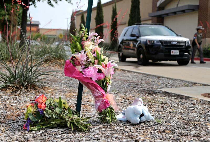 The scene a day after a shooting at Allen Premium Outlets on May 7th in Allen, Texas. Photograph:  Stewart FHouse/Getty Images