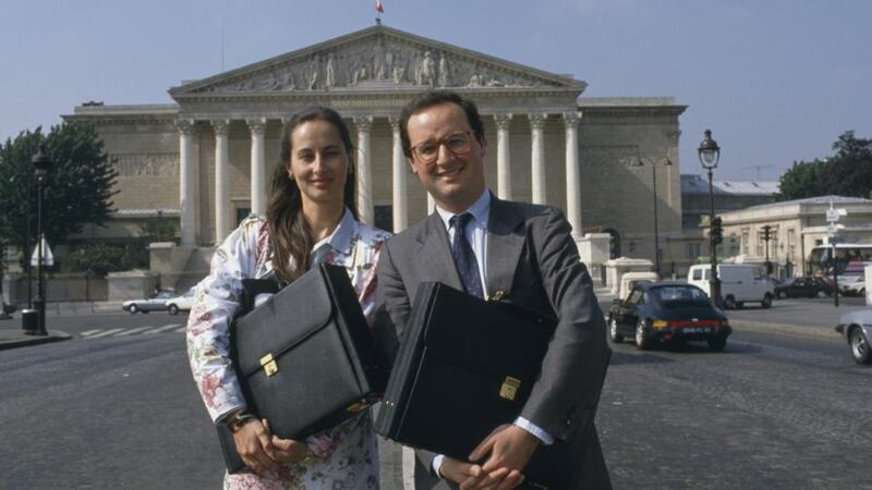 Royal and her then partner, François Hollande on June 17th, 1988, in Paris, after both were elected to the French National Assembly. Photograph: Patrick Robert/Sygma/Corbis