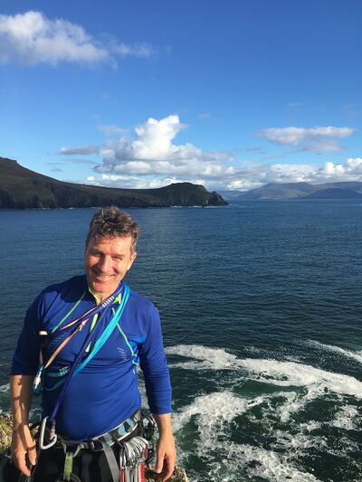 Harry after a climb on cliffs near Dingle, Co Kerry.