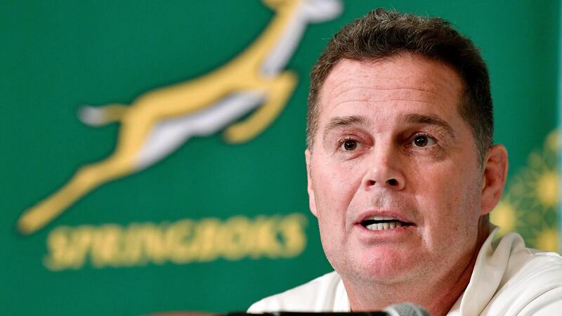 South Africa’s coach Rassie Erasmus: ‘After we played [Japan] in the warm-up game we thought they would be number one or two in their pool.’ Photograph: Tsuyoshi Ueda/Kyodo News via AP