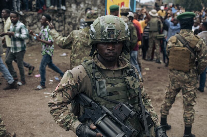 M23 soldiers on patrol in Goma on Thursday. Photograph: Alexis Huguet/AFP via Getty Images     