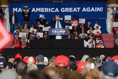 Donald Trump campaigning on his Make American Great Again platform. Photograph: Sophie Park/The New York Times