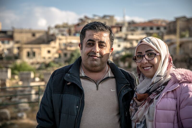 Dentist Ahmad al Joubbe (43) and his wife Sarwat (30), say they want to stay in Baalbek despite the Israeli attacks. Photograph: Sally Hayden