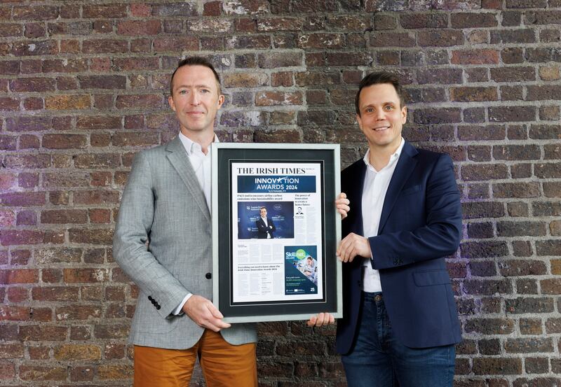 Eoin McDonnell of Skillnet Ireland with  Cathal Foley of Fexco's Pace Platform. Photograph: Conor McCabe