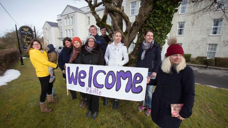 Locals prepare to welcome asylum seekers at  the King Thomond Hotel, Lisdoonvarna, Co Clare. Photograph: Eamon Ward