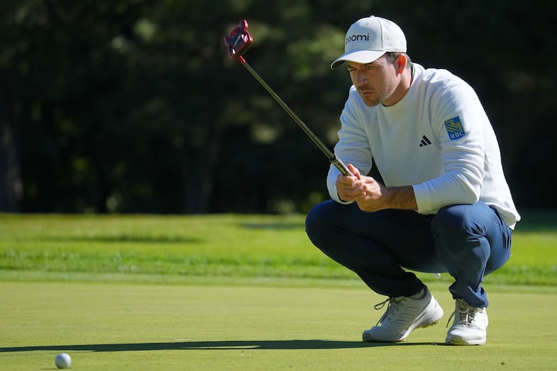 INZAI, JAPAN - OCTOBER 22: Nick Taylor of Canada lines up a putt on the 2nd green during the final round of ZOZO Championship at Accordia Golf Narashino Country Club on October 22, 2023 in Inzai, Chiba, Japan. (Photo by Yoshimasa Nakano/Getty Images)