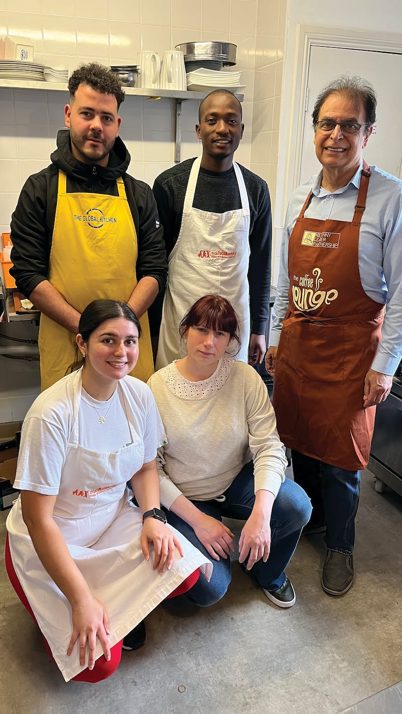 The pop-up's kitchen team from left to right, Abdelhakim Mechentel, Jeremy Ncube, Guy Jones, Sophie Jones and Dominka Mlynarska