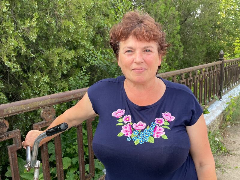 Sveta Mironenko lived through eight months of Russian occupation in Yevhenivka village, southeastern Ukraine. Now areas around the village are suffering from major flooding after the Kakhovka dam destruction.  Photograph: Daniel McLaughlin