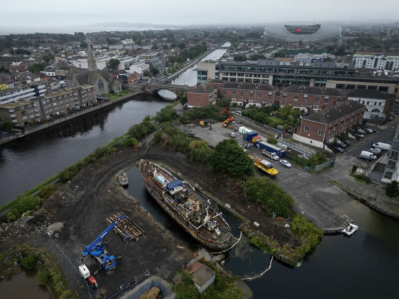 The site around the vessel has been cleared as part of the demolition. Photograph: Alan Betson/The Irish Times

