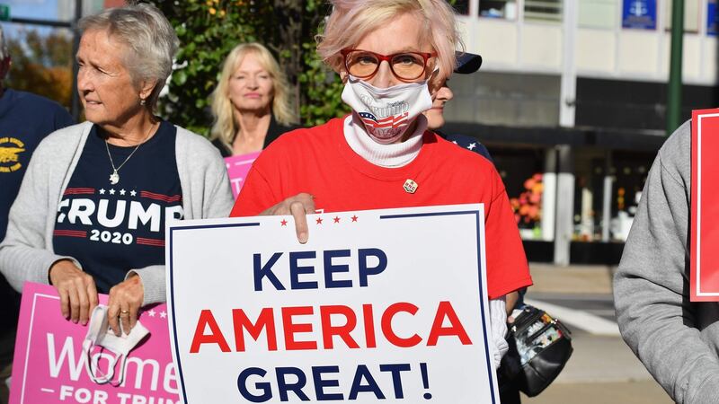 US president Donald Trump supporters  in Scranton, Pennsylvania. Photograph: Angela Weiss / AFP via Getty