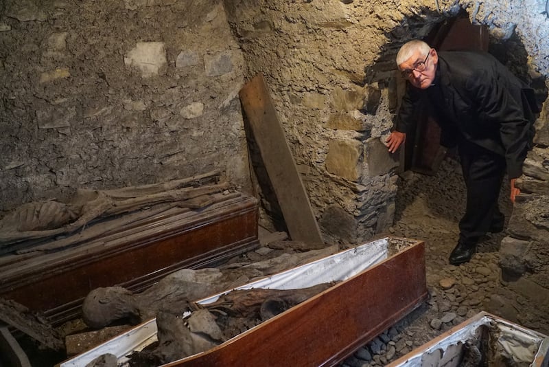 Archdeacon David Pierpoint in the crypt, visits to which generate much of the church's revenue. Photograph: Enda O'Dowd