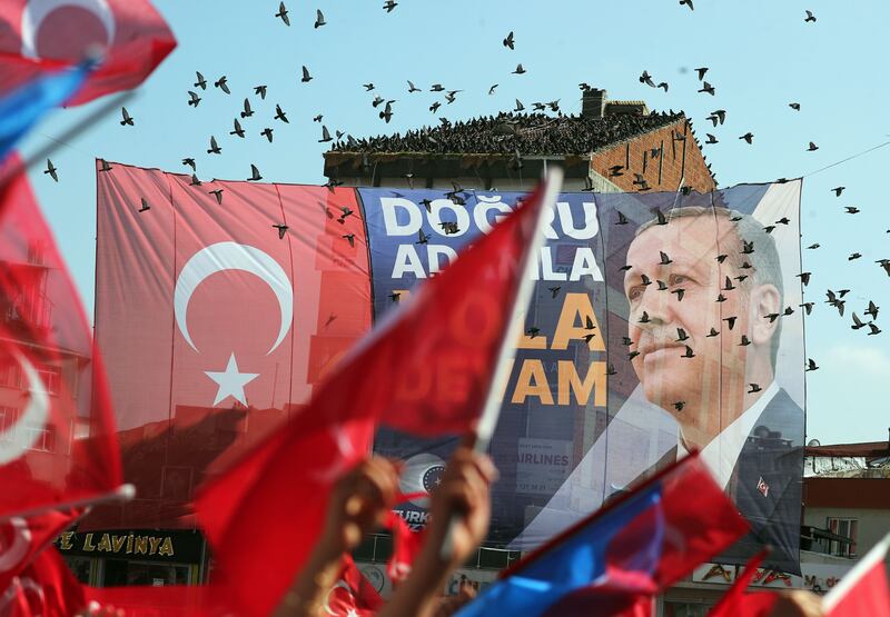 Supporters of Turkish president Recep Tayyip Erdogan gather for an election campaign rally in Istanbul on Friday  prior to the second round of presidential elections at the weekend. Photograph: Erdem Sahin/EPA