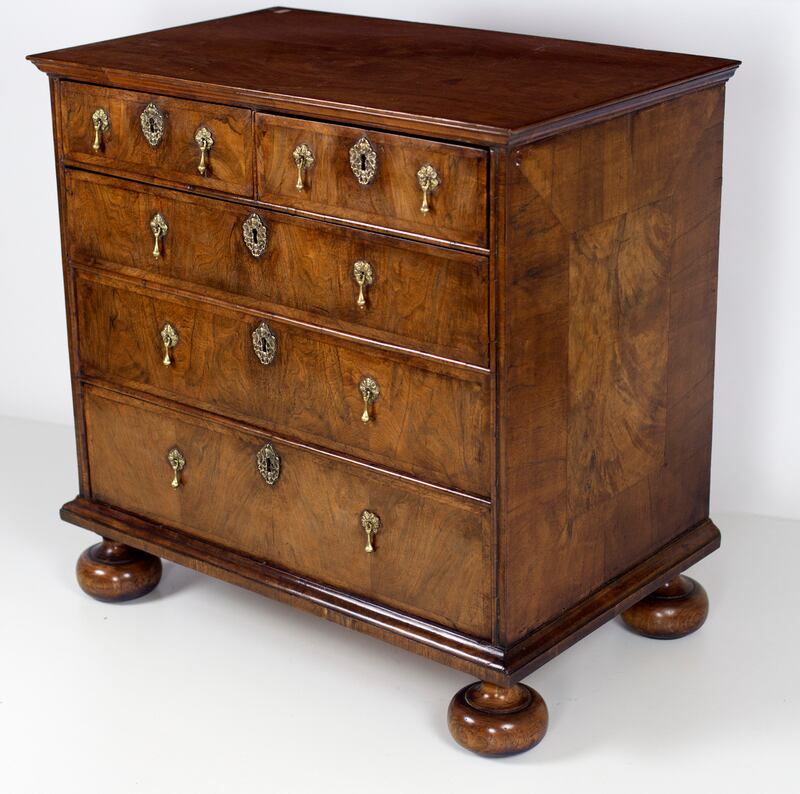 Lot 470: early 18th-century chest on four high bun feet