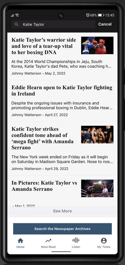 Search of the full Irish Times archive is now available on the app as well as on our webiste