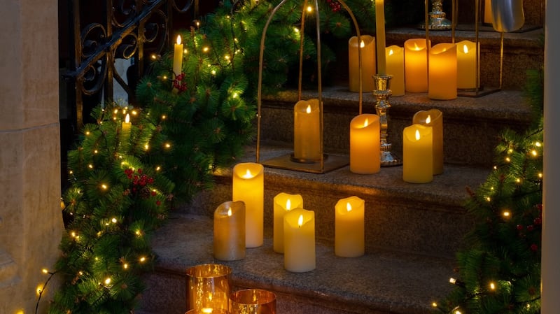 LED candles used to decorate  stairs, from Harvey Norman, €20 for four