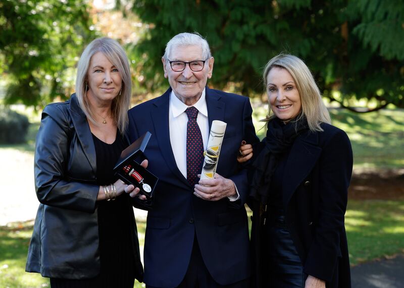 Fred Corcoran with his daughters Rhona and Orla. Photograph: Maxwells