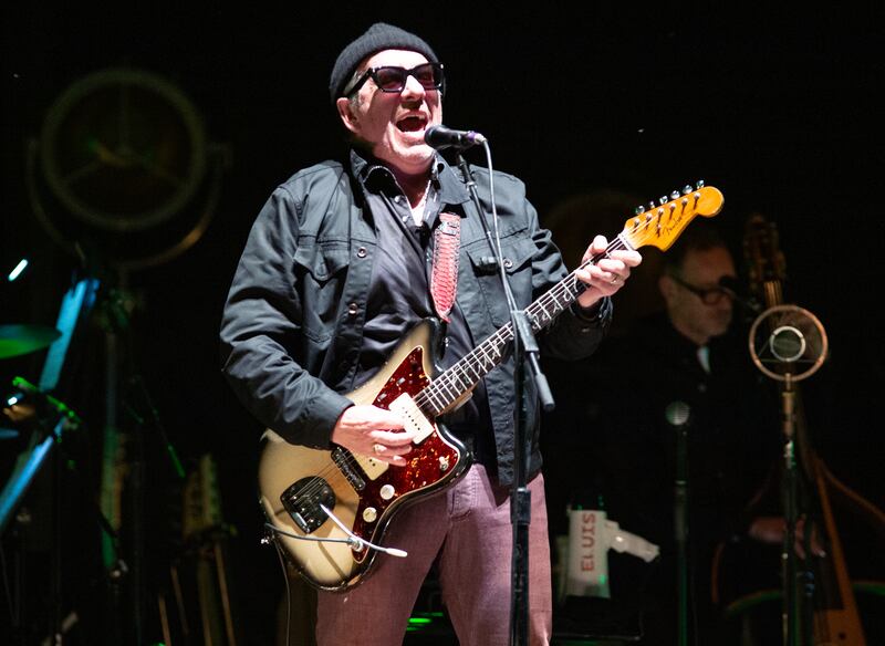 Elvis Costello in action in Milwaukee in June. He'll be on stage at the national Concert Hall in Dublin on Thursday. Photograph: Ben Trivett/Penske Media via Getty Images