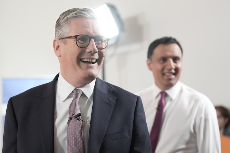 Keir Starmer, British prime minister and leader of the UK Labour Party, and Anas Sarwar, Scottish Labour leader. Photograph: Stefan Rousseau/PA