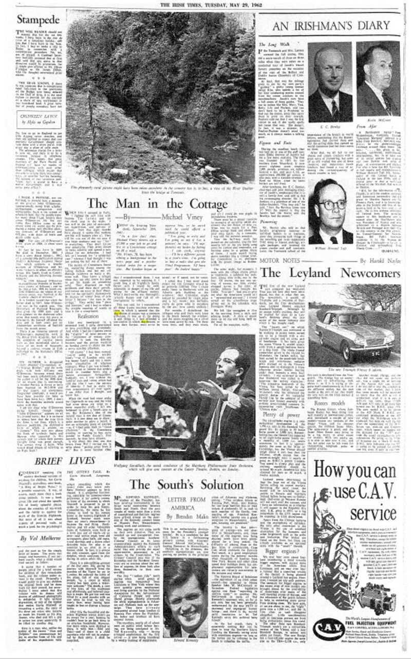 Michael Viney's first article for The Irish Times. He has written his Another Life column for 45 of those 60 years, since October 1977