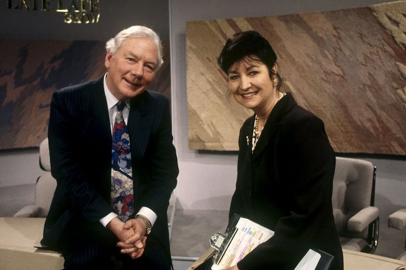 Gay Byrne and Maura Connolly in 1995. Photograph: RTÉ Stills Library. Single-use only. Any further use of this image must be re-negotiated separately with RTÉ