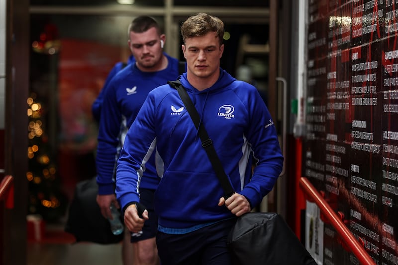 Leinster’s Josh van der Flier arrives at Thomond Park ahead of the game. Photograph: Ben Brady/Inpho