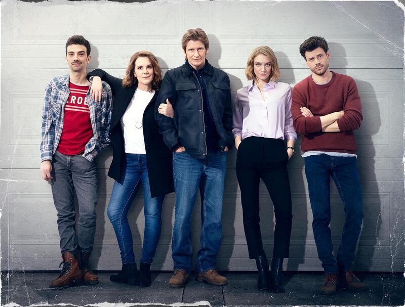 The Moodys: L-R: Jay Baruchel, Elizabeth Perkins, Denis Leary, Chelsea Frei and Francois Arnaud in season two. Photograph: FOX via Getty Images