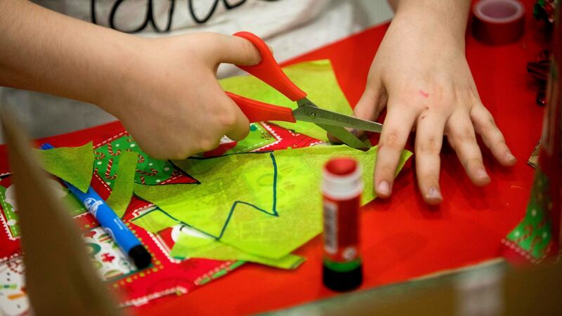 A child at “My Christmas World”, Focus Ireland’s art workshop. Photograph: Tom Honan