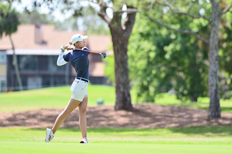 Alexandra Forsterling of Germany won the Aramco Team Series at Feather Sound Country Club in Clearwater, Florida. Photograph: Julio Aguilar/Getty Images