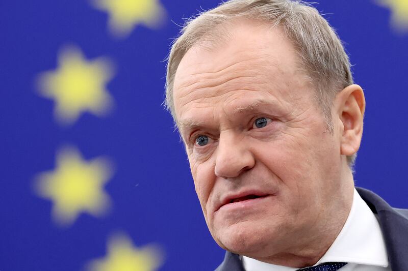 Polish Prime Minister Donald Tusk’s influential position around the table of 27 EU leaders was clear when they gathered for a summit in October. Photograph: Frederick Florin/AFP/Getty 