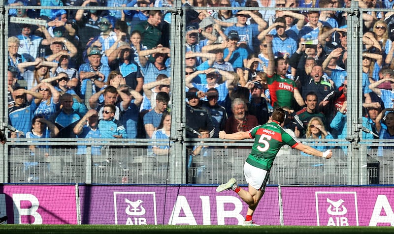 Mayo have scored only two goals in All-Ireland finals since 2013, and Lee Keegan got them both, including one against Dublin in 2017. Photograph: Tommy Dickson/Inpho