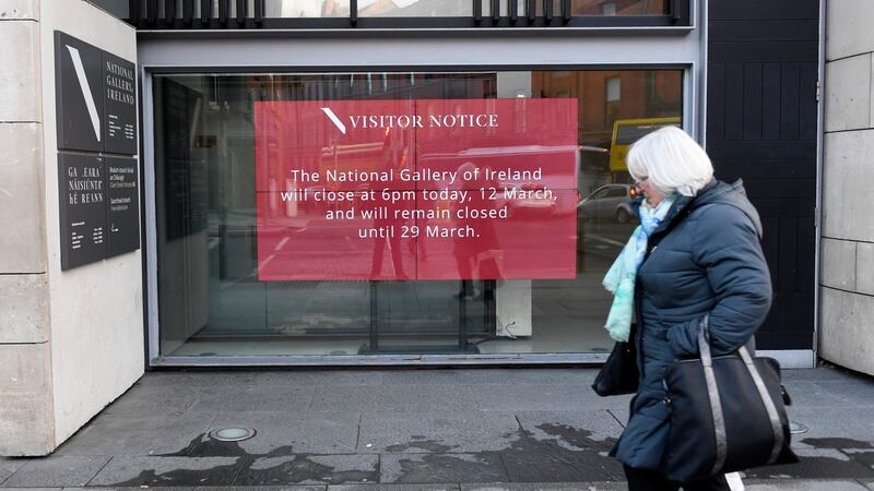 Sign announcing the early closure of the National Gallery. Photograph: Aidan Crawley