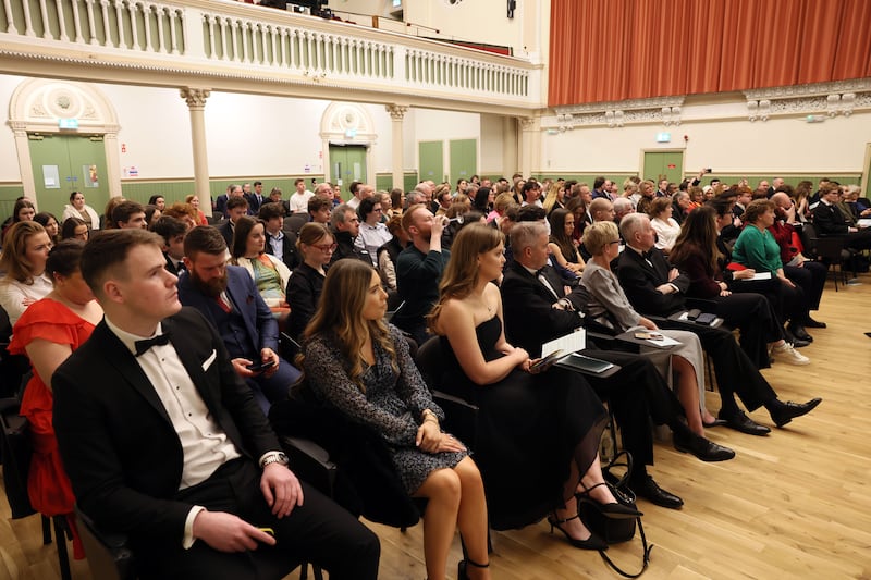 The audience listens during the Irish Times Debate in the Elmwood Hall at Queen's University, Belfast on Friday evening. Photograph: Stephen Davison/Pacemaker