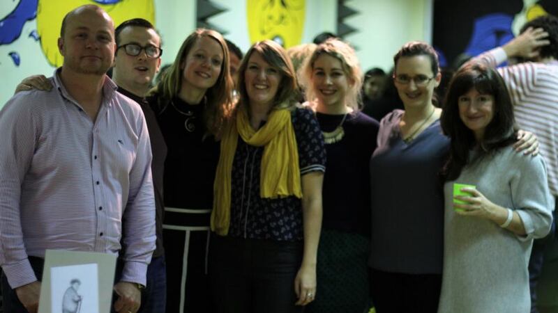 From left, Seán O’Keeffe, MD of Liberties Press; Jamie Murphy from The Salvage Press; Aoife Walsh,  Lilliput Press manager; Gráinne Clear, publishing manager at Little Island Books; Ailish White, publicity manager at Liberties Press; Lisa Coen and Sarah Davis Goff, co-founders of Tramp Press