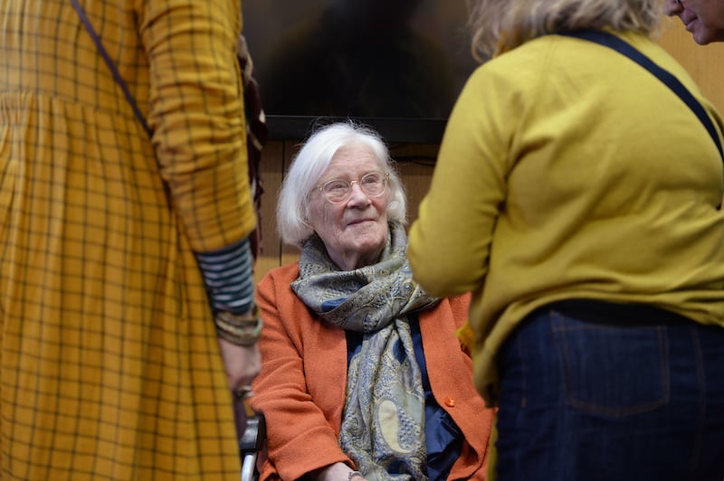 The author at the opening of an Exhibition of her work in the dlr Lexicon library in Dún Laoghaire to mark her 90th birthday. Photograph: Alan Betson/The Irish Times

