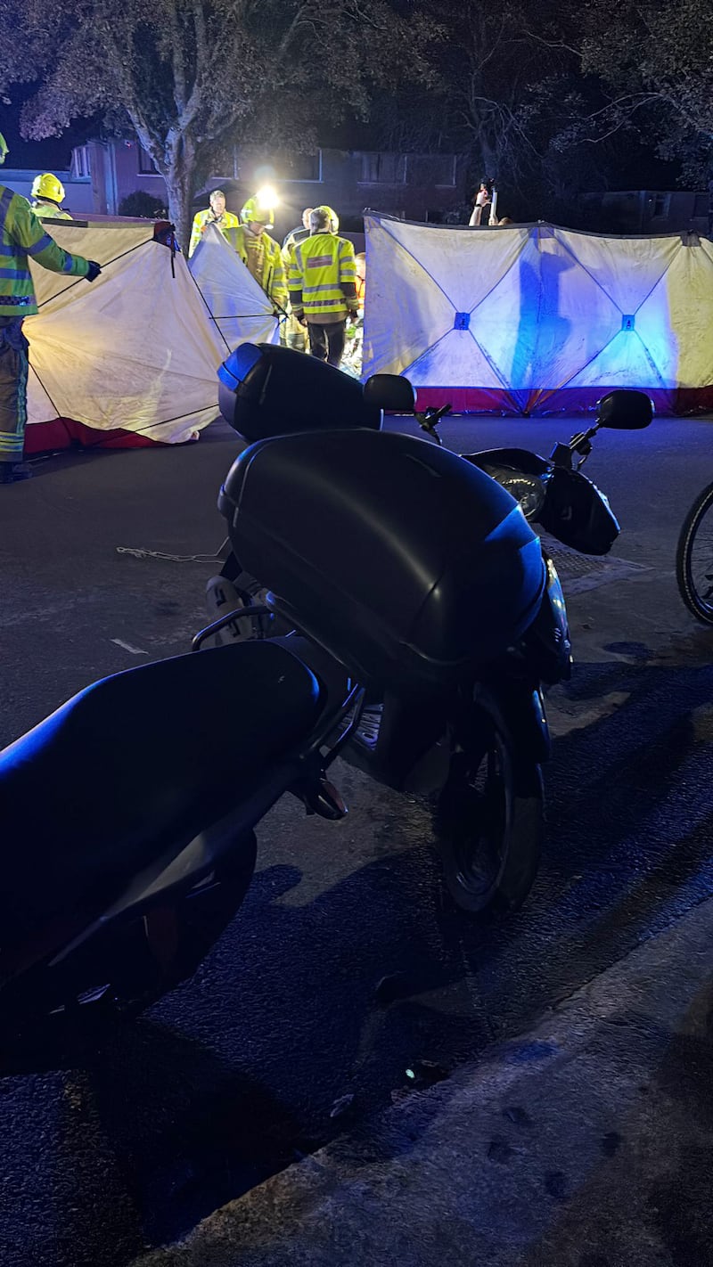 Gardaí at the scene where Brazilian deliveryman Alexandre Athos Pinheiro Teixeira was rammed. Photograph: Henrique Boldrin