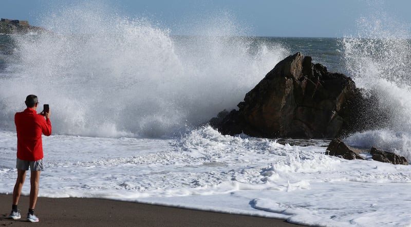 Choppy seas pictured at Killiney beach in Dublin. Photograph: Stephen Collins/Collins Photos