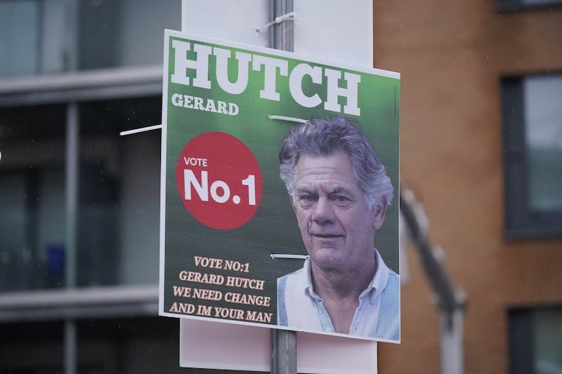 Election posters including one for Gerard Hutch in Dublin. Photograph: Niall Carson/PA Wire