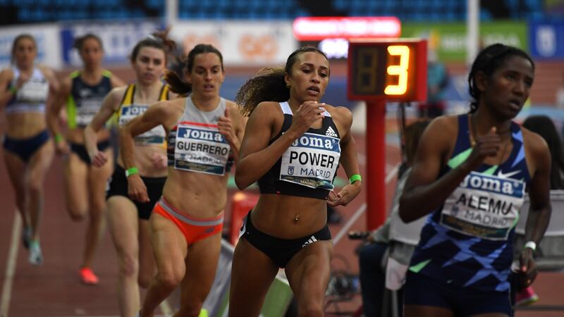 Nadia Power  in action in the  800m during the World Athletics Indoor Tour event in Madrid. Photograph:  David Ramos/Getty Images